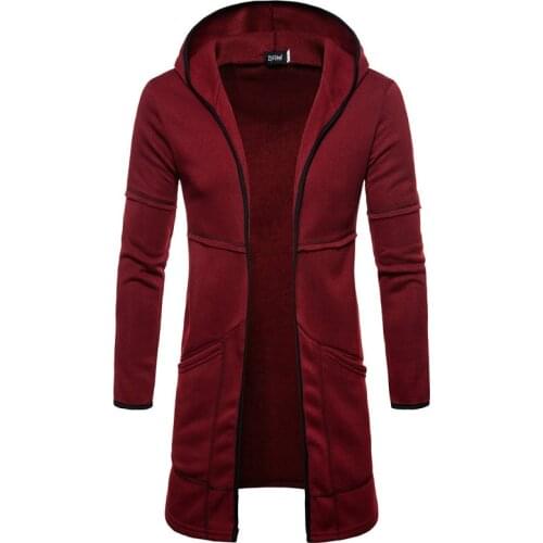 Mens Novo Estilo de Outono Inverno Casaco Quente Nova Moda Longo Casaco Casuais Outwear Sólida Cardigan