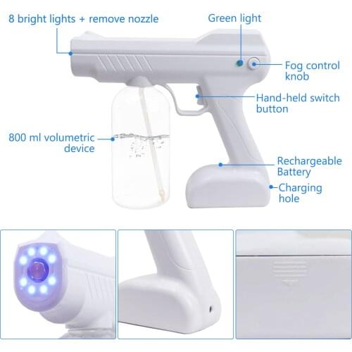 Spray Gun Fogger Machine Portable Cordless Steam Atomizing Sprays Nano mist Sprayer for Home Office Hotel Car Disinfecting