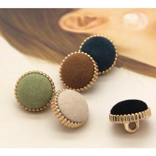 13mm Tweed Fabric Covered Metal Shank Dress Buttons For Clothes Women Shirt Blouse Decorations DIY Sewing Accessories Wholesale