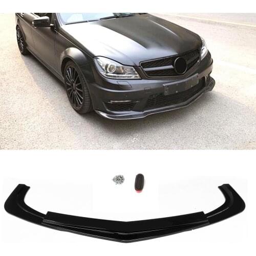 For Mercedes Benz C Class W204 C63 AMG Base Sedan 4-Door 2012-2014 Carbon Fiber Look/Glossy Black Front Bumper Spoiler Lip Chin