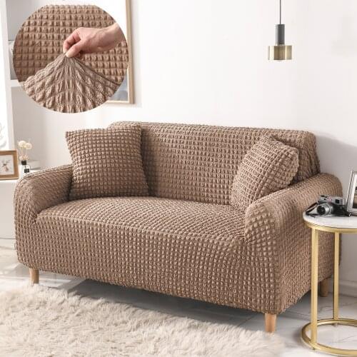 Luxurious Seersucker Fabric Decorative Sofa Cover Elastic Chaise Longue Living Room 1 2 3 4 Seater Adjustable Modern Furniture