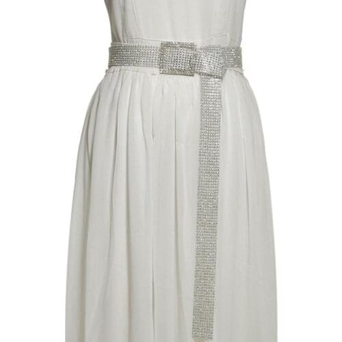 Luxury Women Full Rhinestone Inlaid Round Heart Oval Buckle Belt Jeans Waistband Casual Party Dress Belt Chain