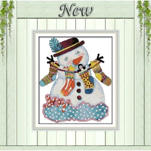 Christmas snowman cartoon home decor painting counted print on canvas DMC 14CT 11CT Cross Stitch Needlework Sets Embroidery kits