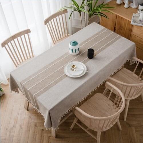 Imitation Linen Solid Color Plaid Linen Modern Simple Light Color Tablecloth Table Runner Cushion Home Decoration