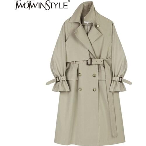 Женские двубортные тренчи TWOTWINSTYLE China At AliExpress