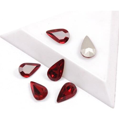 YANRUO 4300 Top Fancy Rhinestone Pear shaped Siam Nail On Rhinestones Bling Stones Crystals Nail Appliques For Nails Art Gems