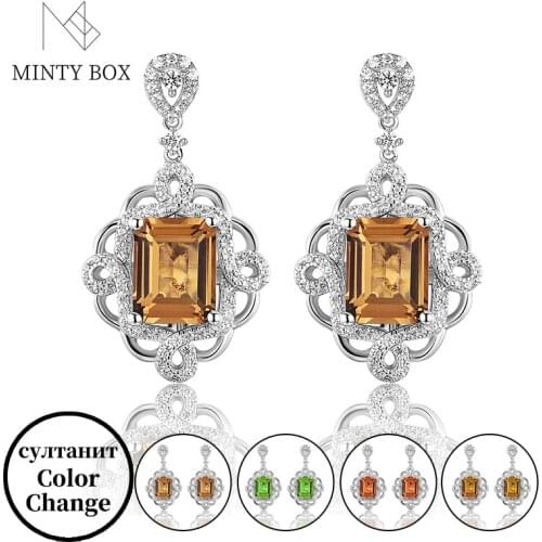 Mintybox Diaspore Gemstone Earrings for Women Solid 925 Sterling Silver Color Change Stone Zultanite Earrings Elegant Jewelry