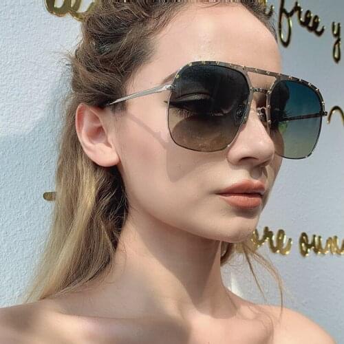Pilot metal frame womens sunglasses fashion style gradient grey lens lady eyewear