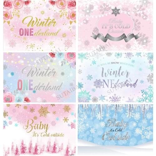 Winter Frozen Backdrop Shiny Snowflakes Ice Snow World Baby Shower Custom Photo Background Photography for Photo Studio