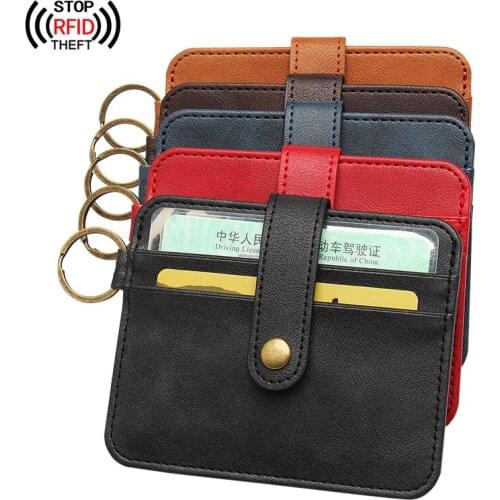 ZONGSHU mens and womens durable ultra-thin Mini RFID buckle wallet leather bank business card holder clasp