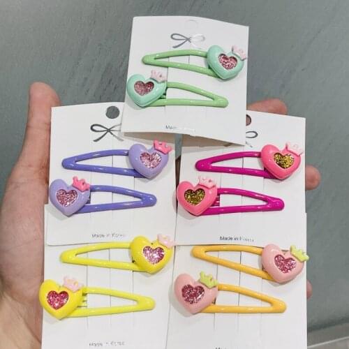 10Pcs Girls Cute Heart Shaped Crown Hair Clips Kids Lovely Hairpins Headband Barrettes Children Fashion Hair Accessories Gift
