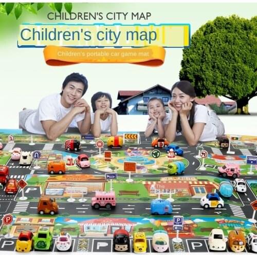 130/100CM Explosion Toy Chinese and English Childrens Play Mat House Traffic Road Sign Car Model Parking Lot Map Accessories