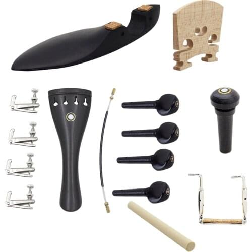 15x Chinrest Tailpiece Bridge Fine Tuner Set for 4/4 Violin Voices