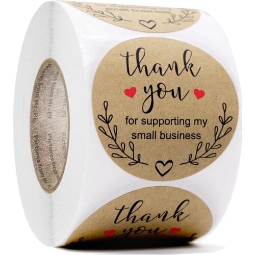 500pcs Kraft paper Label Seals Thank You for Supporting My Small Business Sticker for small shop handmade sticker Gift Box Decor