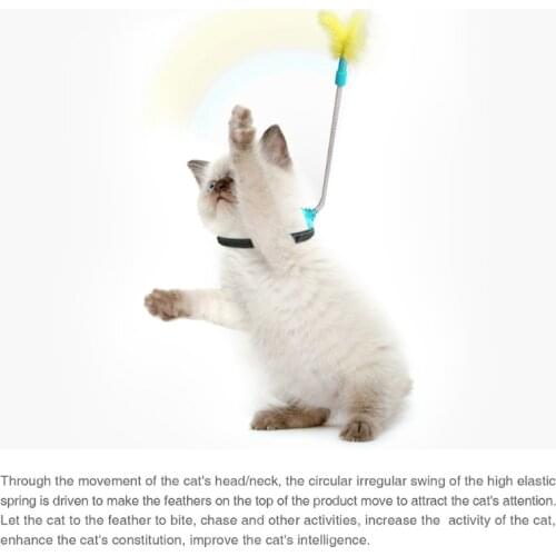 B2QB Teasing Toy with Feathers and Clock Face Sucker Cat Teaser Interactive Cat Plastic + Plush + Metal