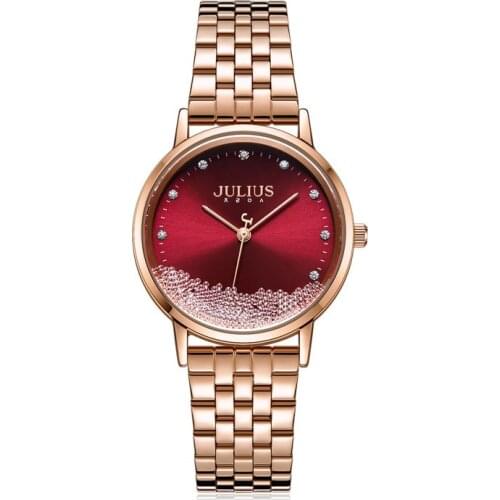 New Loose Beads Julius Womens Watch Japan Mov't Hours Elegant Fashion Clock Stainless Steel Metal Bracelet Girls Gift Box