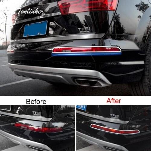Tonlinker Cover Case Sticker For AUDI Q7 2016-18 Car Styling 2 pcs ABS Chrome Rear fog light position Decoration Cover Sticker