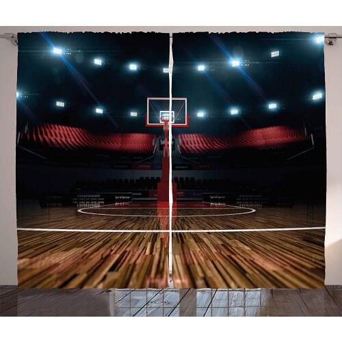 Teen Room Decor Kitchen Curtains Professional Basketball Arena Stadium Before Game Championship Sports Image Home Window Decor