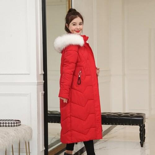 X-long Women Hooded Jacket 2020 Winter Solid Parkas Plus Size Color Fur Collar Slim Casual Outwear Coat Femme Chaquetas Mujer