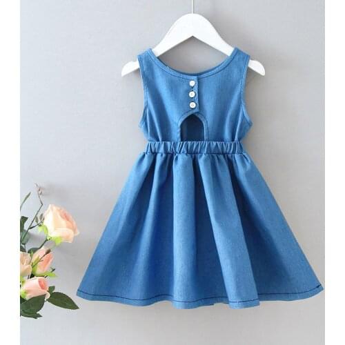 Baby Girls Denim Dress Summer Backless Fashion Princess Dresses Girl Kids Vestidos Clothes