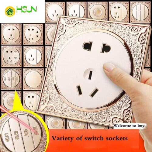 Continental carved 86 wall hotel home power round switch socket panel 12 types