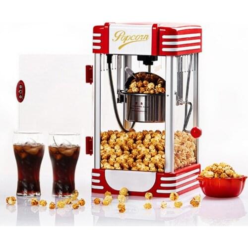 Electric Popcorn Machine Commercial Household Automatic Hot Oil Popcorn Maker Popper Fast Heating with Non-Stick Pot 110/220V