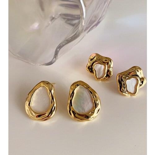 GSOLD Korean Temperament Simple Geometric Irregular Metal Shell Earring Women All-Match Elegant Female Ear Studs Party Jewelry