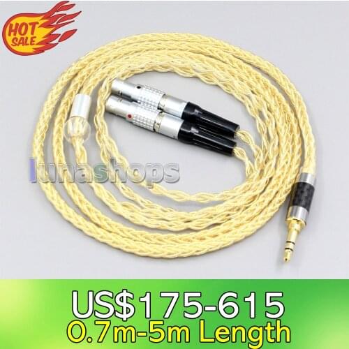 LN006499 3.5mm 2.5mm 4.4mm 8 Cores 99.99% Pure Silver + Gold Plated Earphone Cable For Focal Utopia Fidelity Circumaural