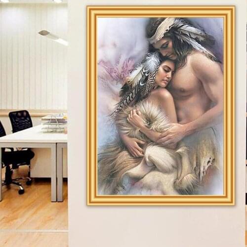 5D Diamond Painting Indian Couple Portrait Cross Stitch Full Diamond Embroidery Crystal Mosaic Needlework Picture Decor Gift