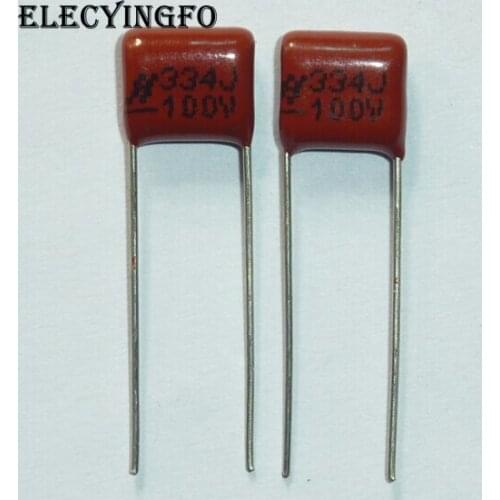 10pcs/100pcs CBB capacitor 334 100V 334J 0.33uF 330nF P7.5 Metallized Polypropylene Film Capacitor
