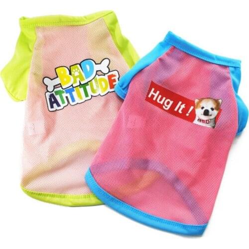 Cartoon Summer Printed Dog Clothes Cute Letter Vest For Small Dog Clothes Breathable Pet Costume Sleeveless Pet Supplies