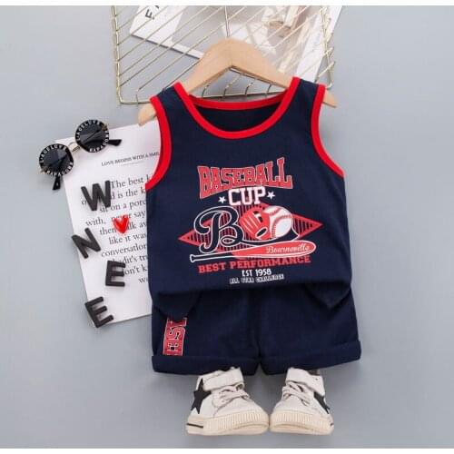 Children Cotton Clothes Baby Boys Girls Cartoon Sport Ball O-Neck Vest Shorts 2Pcs/sets Infant Kids Fashion Toddler Tracksuits