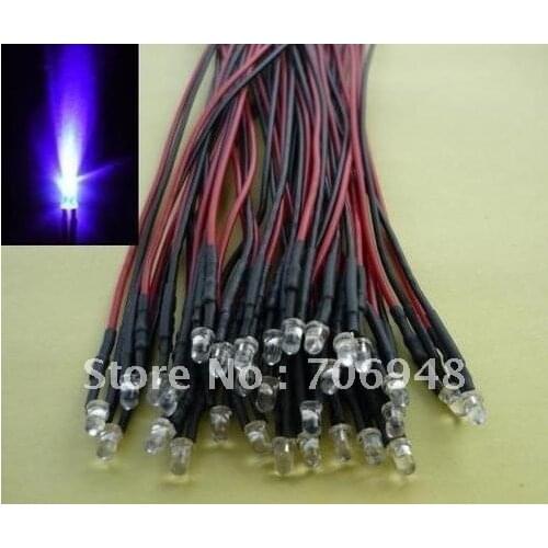 MIX 3mm Ultraviolet UV LEDs Pre Wired Lights for new year decoration 12V Bulbs Lamps