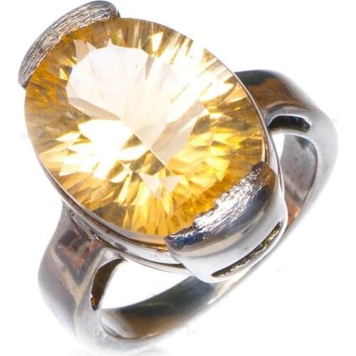 Natural Citrine Handmade Unique 925 Sterling Silver Ring D1000