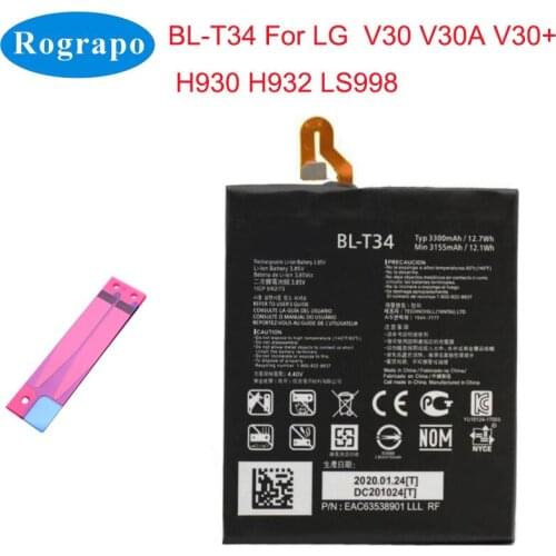 New Original 3300mAh BL-T34l Mobile Phone Battery For LG V30 V30A H930 H932 LS998 H930DS H933 H931 VS996 US998 LGM-V300L V300s