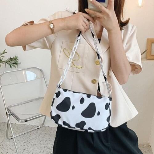 Adorable Black and White Shoulder Bag Sweet Chain Optional Accessories Oxford Cloth Adorable Comfortable Messenger Bag for Girl