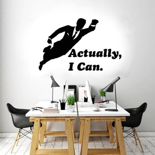 Office Decal Quotes Actually I Can Man Flying Wall Vinyl Sticker Idea Decoration For Office Bedroom Self-adhesive Deco LZ15