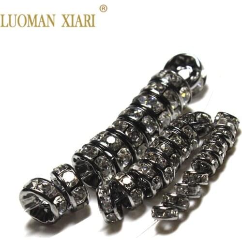 Wholesale 100 Pcs 4/5/6/8 mm Copper Wheels Spacers Beads Golden Silverly Black Nickel Rhinestone Beads For Jewelry Making DIY