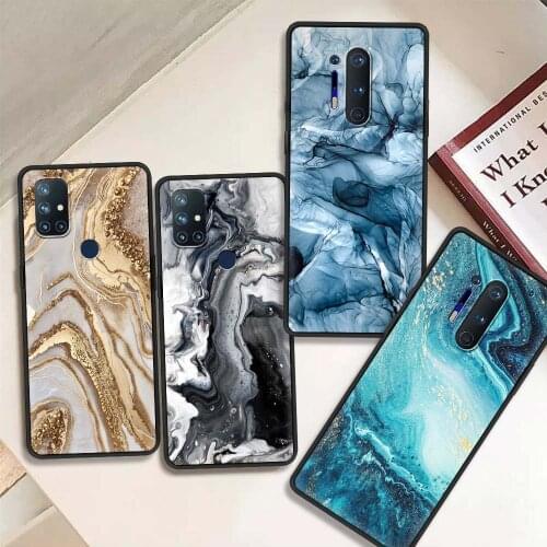 Landscape Ink Marble Case For OnePlus 8 Nord 5G 8T 7T 7 Pro 6 6T 9 9R for Google Pixel 4XL 5 Black SoftShell Phone Coque
