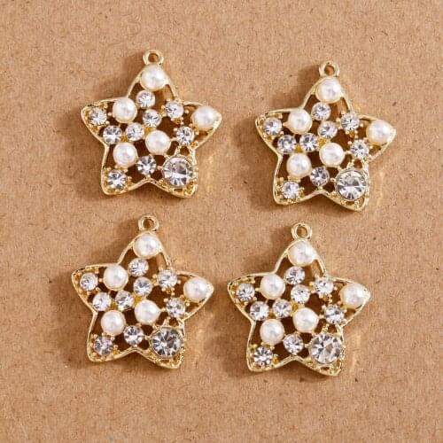 4pcs 19*23mm Crystal Star Charms Pendants for Jewelry Making Fashion Necklaces Drop Earrings Pearl Jewelry Findings Accessories