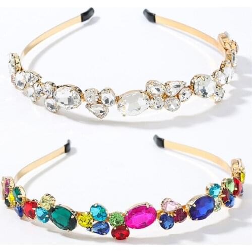 1PC Colorful Gem Baroque Headbands For Women Diamond Hair Accessories Crystal Headband Girls Glitter Head Wrap Crown Hairbands