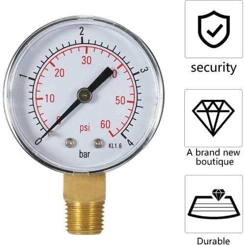 Professional Practical Pool Spa Filter Water Pressure Gauge Mini 0-60 PSI 0-4 Bar Side Mount 1/4 Inch Pipe Thread NPT TS-50