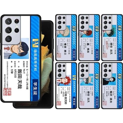 Case For Samsung Galaxy S21 S20 UltrA S21 S20 FE S10 S9 S8 Plus S7 Edge S10Lite S10e Cover Silicone My Hero Academy ID Card