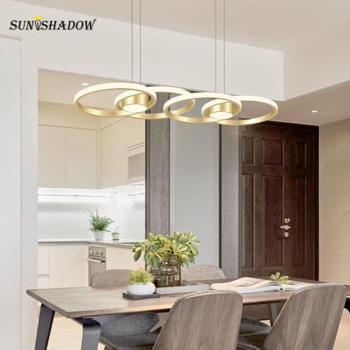 Gold Modern Led Pendant Light for Dining room Kitchen Circle Chandelier Pendant Lamp Hanging Lamp Lighting Fixture 220V 110V