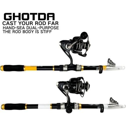 Spinning Fishing Rod Travel Sea Pole 2.1m 2.4m 2.7m 3.0m 3.6m Carbon Telescopic Fishing Rod and reel combo set