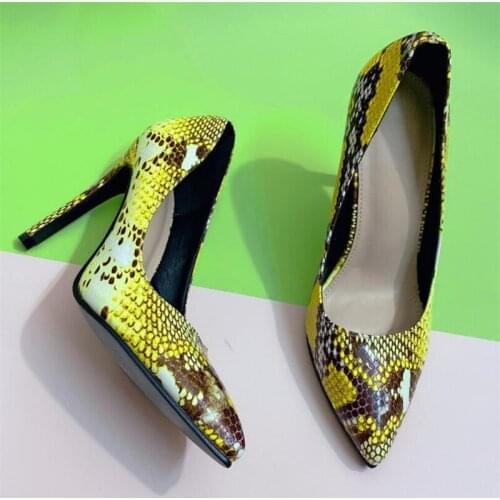 Women Pumps Shoes Sexy Stiletto Ladies Fashion Snakeskin Pointed Toe Super High Thin Heels Woman Comfort Female Footwear