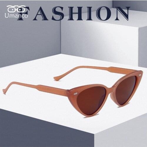 Umanco 2021 New Fashion Triangle Cat Eye Sunglasses For Women Men PC Frame AC Lens Vintage Design Brand Beach Drive Travel Gifts