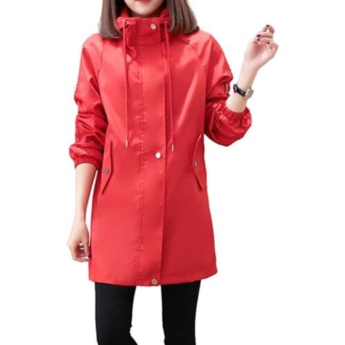 Spring Hooded Trench Coats Female 2121 Fashion Zipper Solid Overcoat Womens Long Casual Windbreakers Ladies Plus Size Loose Coat