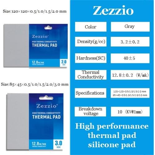 Zezzio high performance Multi-Size thermal pad for CPU/GPU Graphics Card Motherboard Silicone Pad thermal conductivity 12.8W/MK