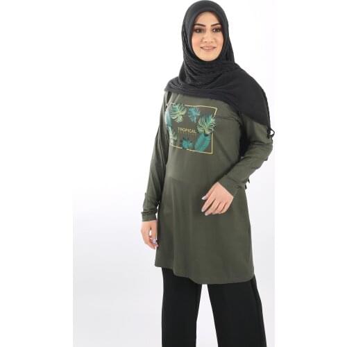 Saramodex Palm Printed Lycra Turn Viscose Women 'S Tunic SR9016